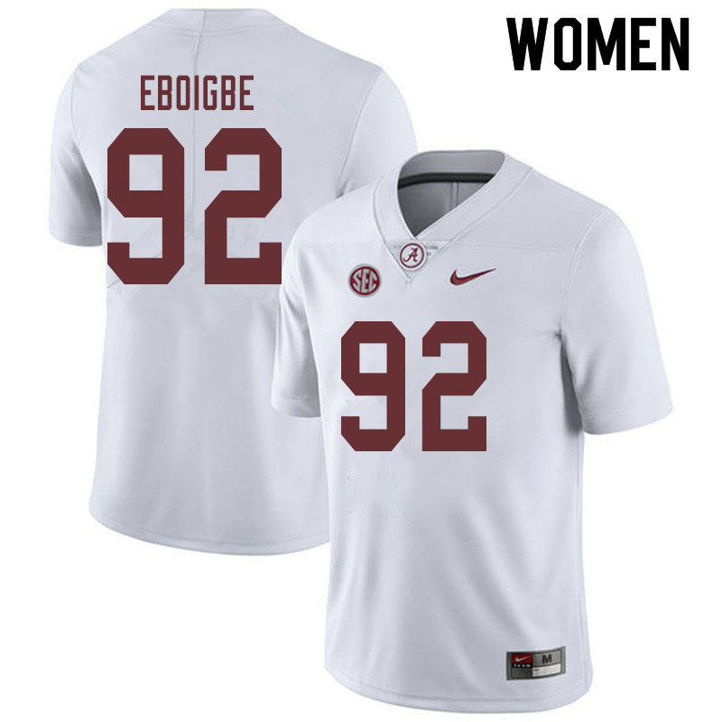 Alabama Crimson Tide Women's Justin Eboigbe #92 White NCAA Nike Authentic Stitched 2019 College Football Jersey ZD16Q20VG
